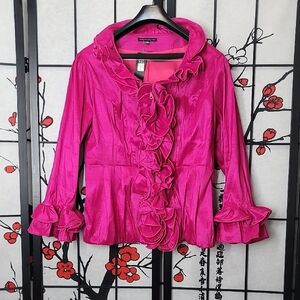 Sorava Golyari Elegant Pink Ruffled Women's Top Size XXL